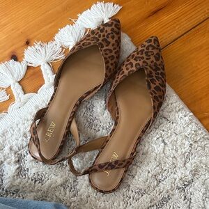 J. Crew Leopard-Print Pointed Slingback Flats in Brown and Black